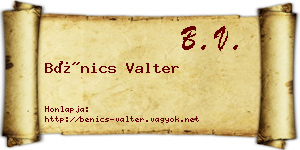 Bénics Valter névjegykártya